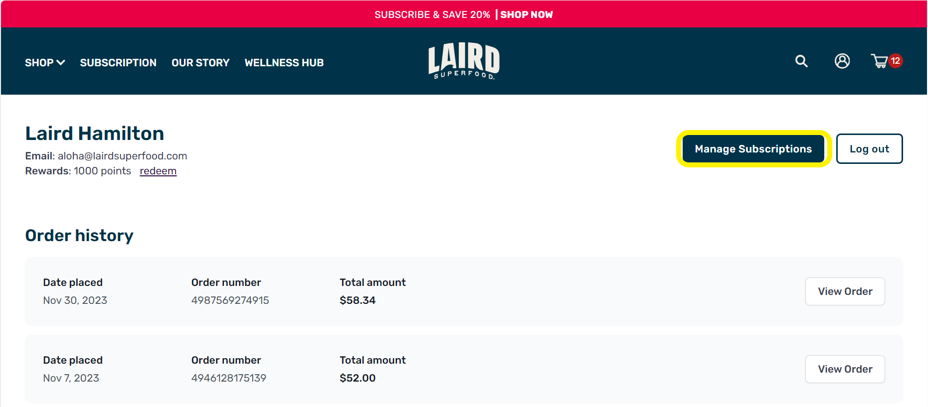 How do I cancel my subscription? Laird Superfood