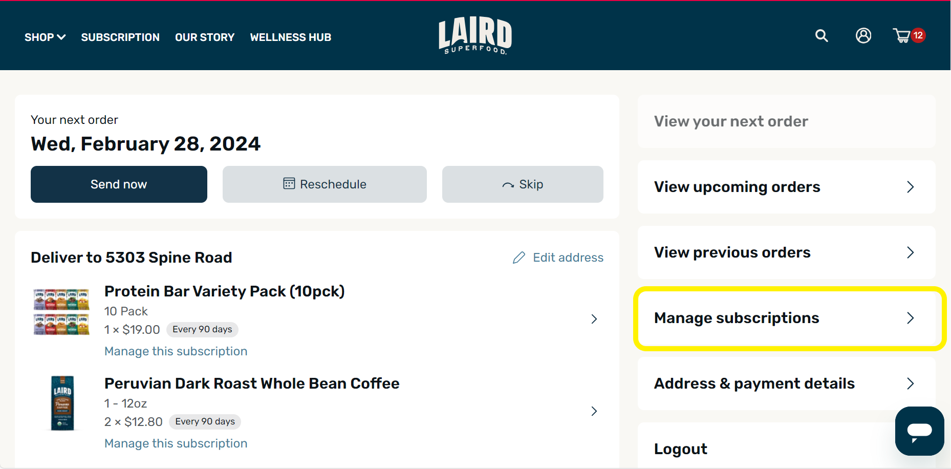 How do I cancel my subscription? Laird Superfood