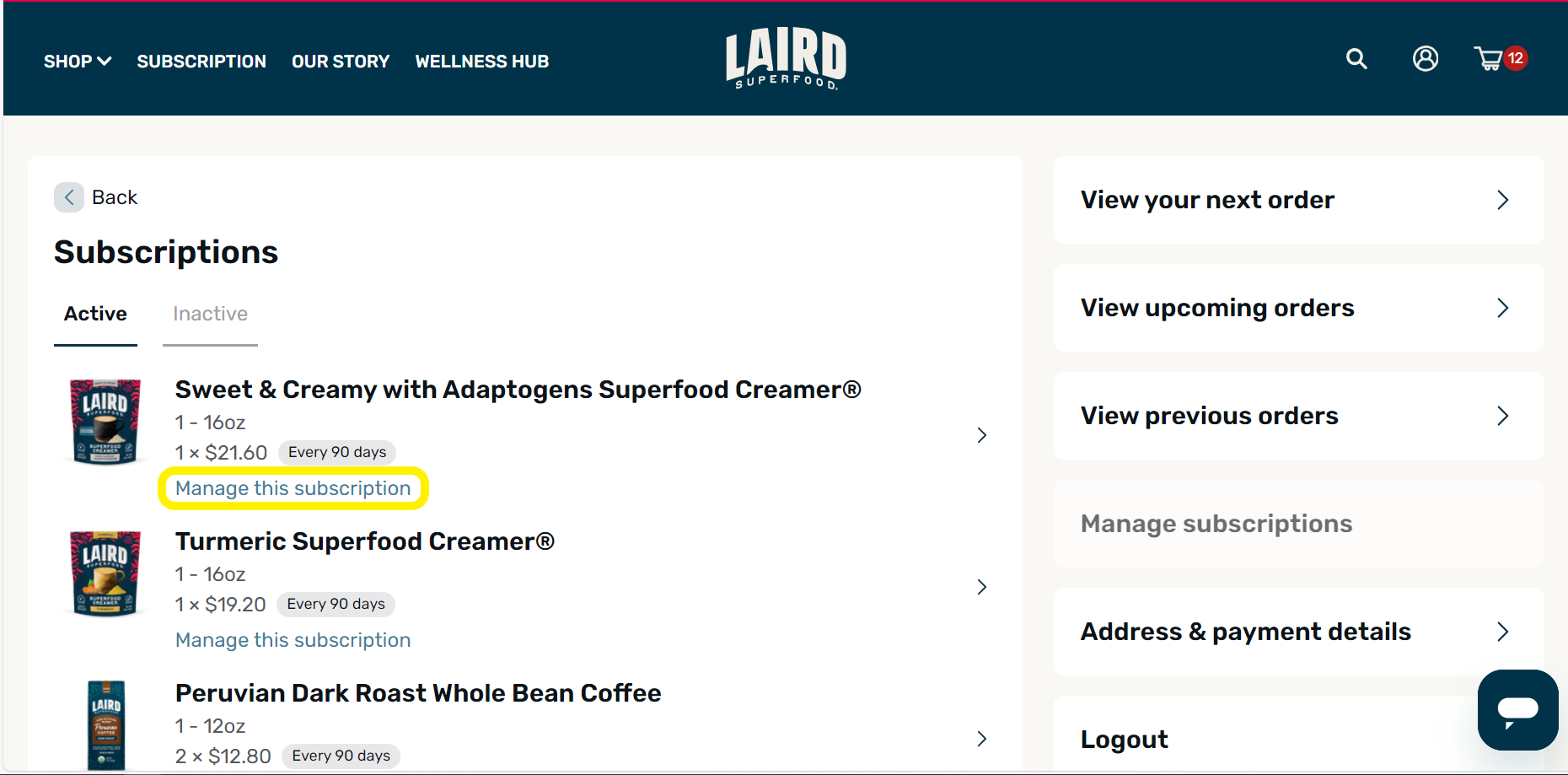 How do I cancel my subscription? Laird Superfood