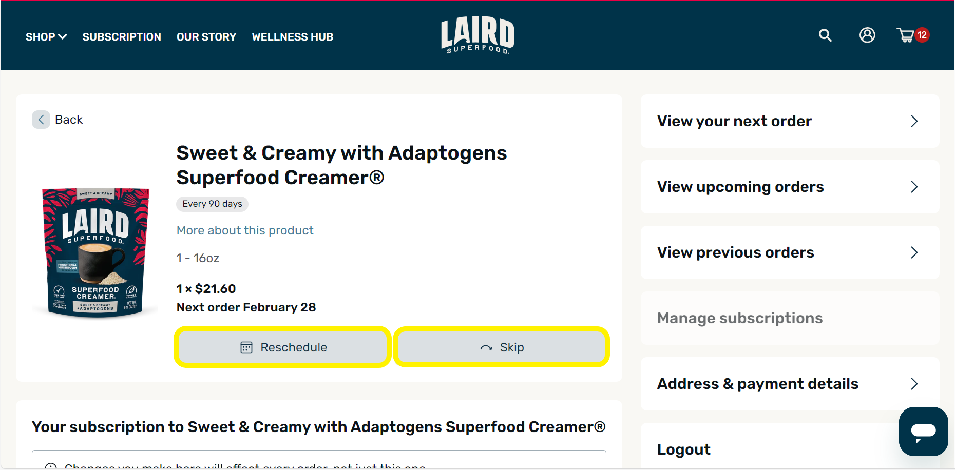 How do I cancel my subscription? Laird Superfood
